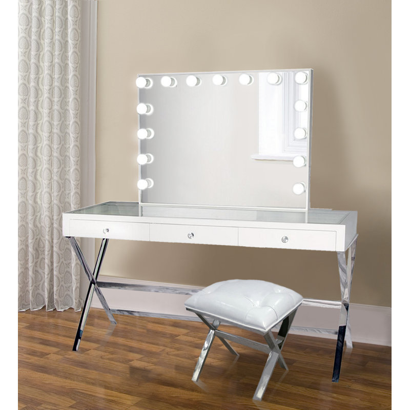 Ensemble coiffeuse avec miroir glam Cosner