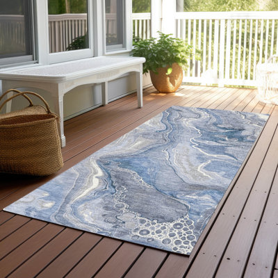 Machine Washable Indoor/Outdoor Cinead ACN1681 Denim Rug