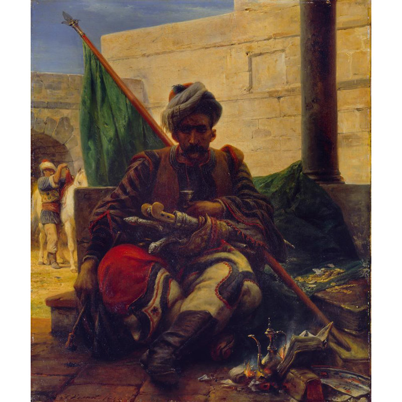 «A Bashi-Bazouk» par Horace Vernet - Art mural sur toile tendue avec châssis, H 24 po x l 17 po
