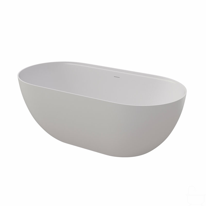59" Solid Surface Deep Soaking Bathtub With Acrylic Shelf