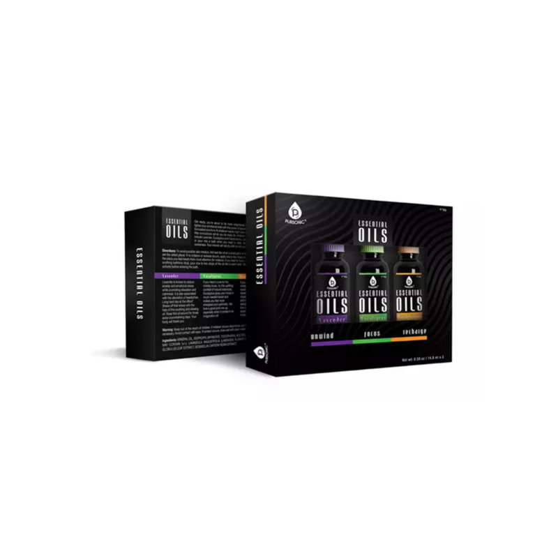 Ensemble de 3 huiles essentielles, eucalyptus, lavande et encens - 15 ml