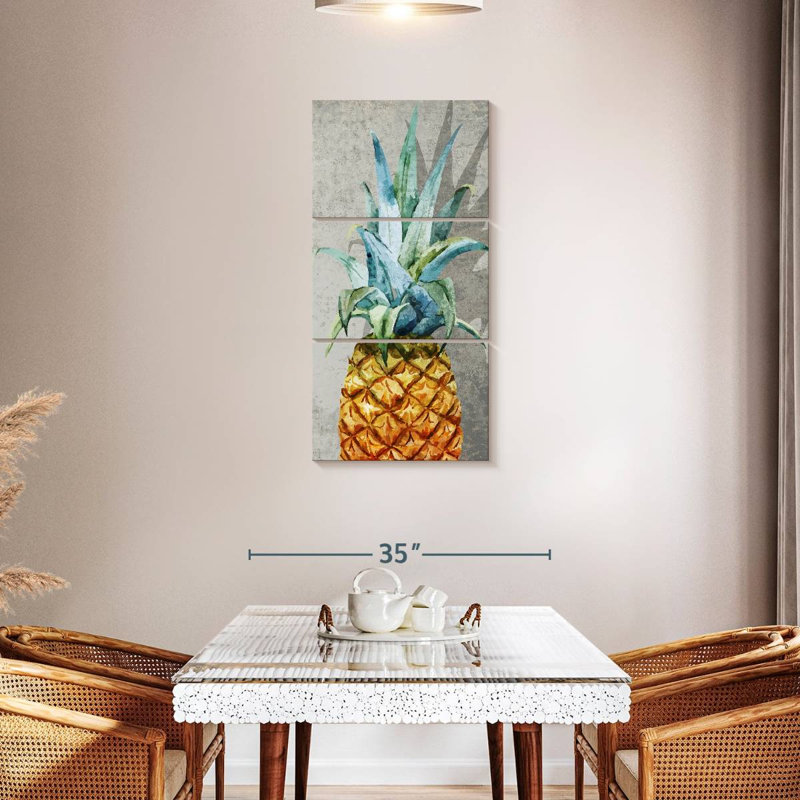 Ensemble d'ananas sur toile 3 pièces, H 44 po x l 21 po x P 1,25 po