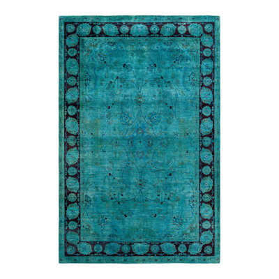 Tapis unique bleu / vert / prune de 6 pi 3 po x 9 pi 4 po Overyed