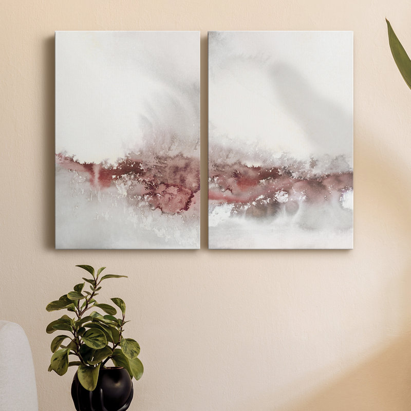 Soft Waves I - ensemble de 2 peintures, H 48 po x l 64 po x P 1 po, Toile tendue