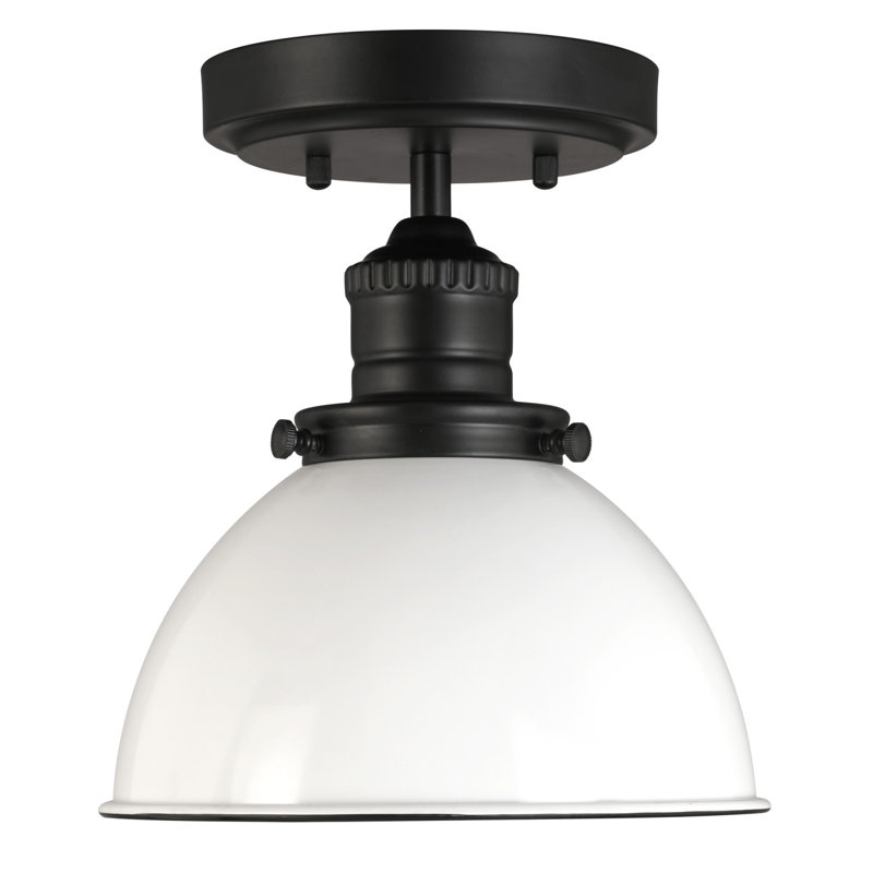Sumler Semi Flush Mount, Matte Black/White