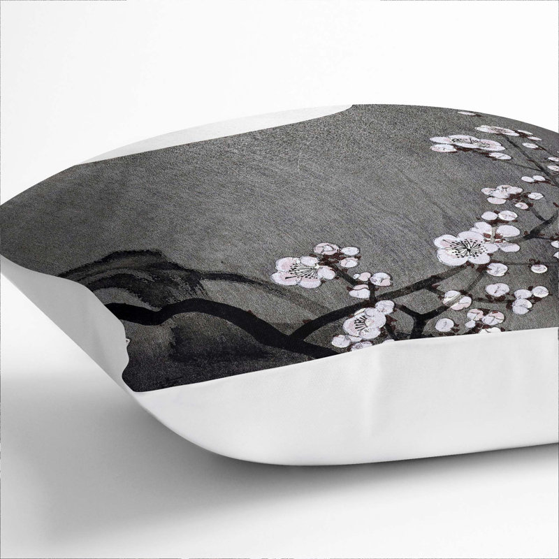 Floral Square Throw Cushion, 55cm H x 55cm W x 20cm D, White