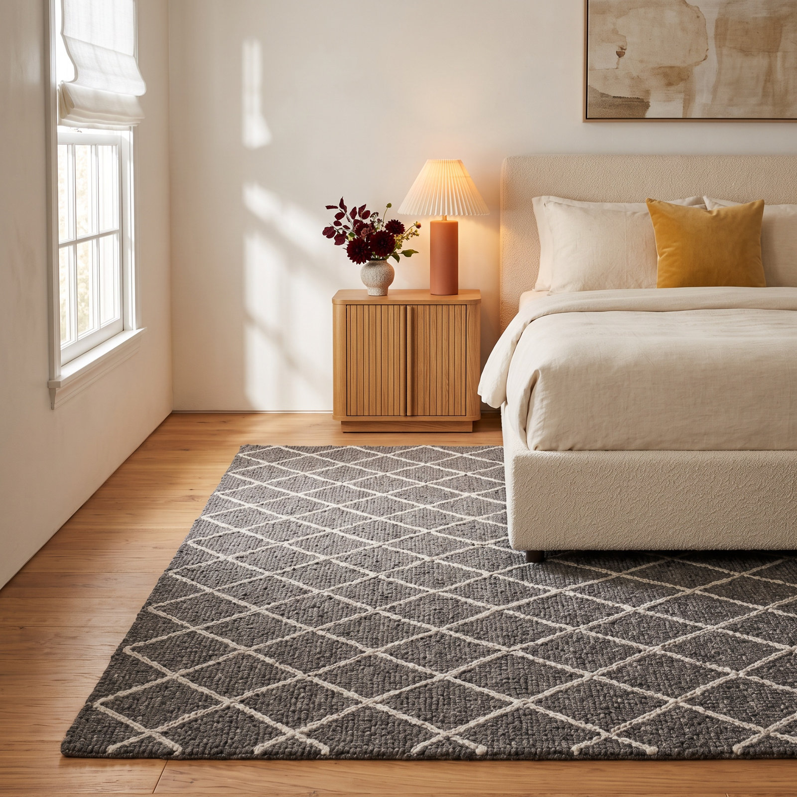 Lilly Charcoal Ivory Flatweave Geometric Rug, Rectangle 2' x 3'
