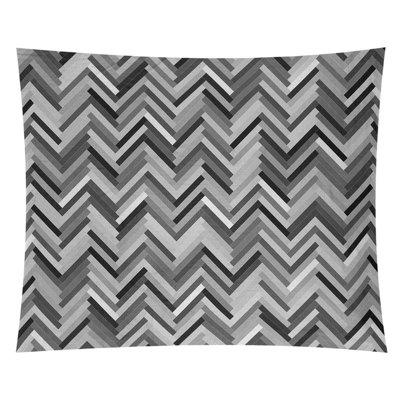 Tapisserie murale chevrons, H 88 po x l 104 po, Noir / Blanc