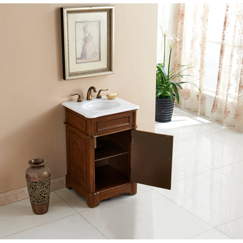 Gafina 21 in. Single Bathroom Vanity set in Teak, Ivory White, Teak