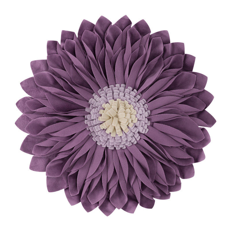  Housse et insert de coussin décoratif en tournesol Appliqued, Carré 14 po, Mauve - velours