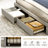 California King Size Bed Frame With 4 Storage Drawers, Upholstered Platform Bed With Led Lights, Hidden Storage Headboard, Charging Station, No Box Spring Needed, Solid Wood Slats, Noise Free, Light Grey-20985139-20985140