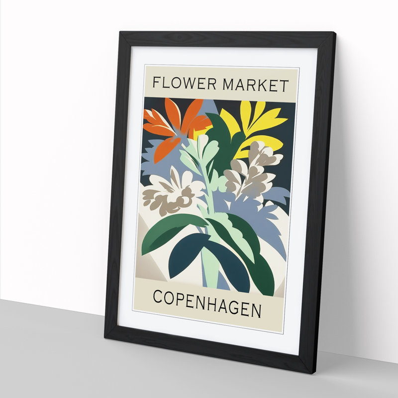 Copenhagen Flower Market Exhibition No.5 - Single Picture Frame Print on Wood, 46cm H x 34cm W x 2cm D