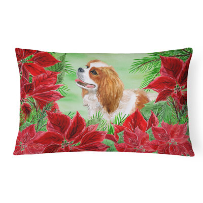  Coussin décoratif intérieur / extérieur Cavalier Spaniel Poinsettas