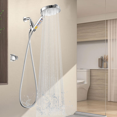6-Inch Handheld Filter Shower Head With High Pressure, 6 Spray Modes (For Hard Water), Detachable With Hose & Shower Arm Bracket
