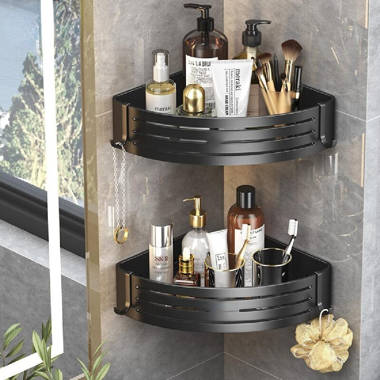 Rebrilliant Adhesive Mount Wall Corner Storage Rack Bathroom