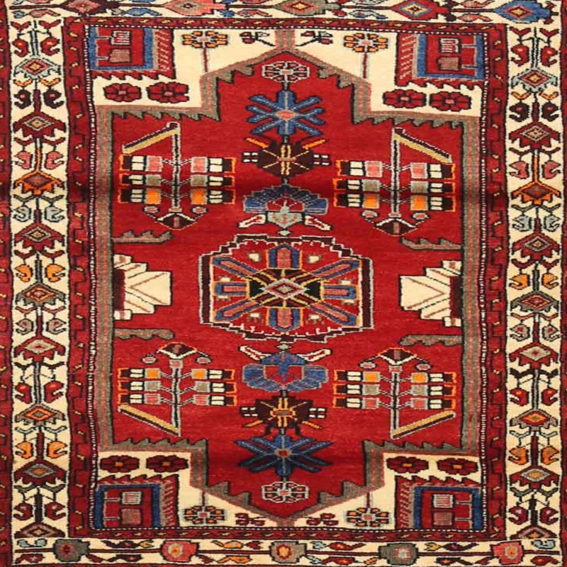 Tapis traditionnel rouge / brun Cerre, Carré 8 pi