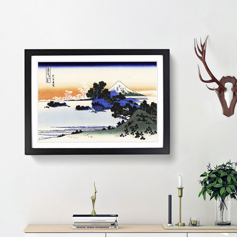 Shichiri Beach by Katsushika Hokusai - Picture Frame Painting Print, Black Framed, 48cm H x 65cm W x 2cm D