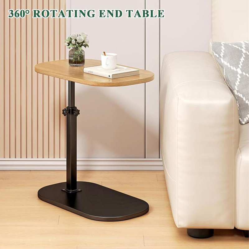 C Shaped End Table For Couch, C Table End Table With Adjustable Height, 360° Swivel Laptop Desk