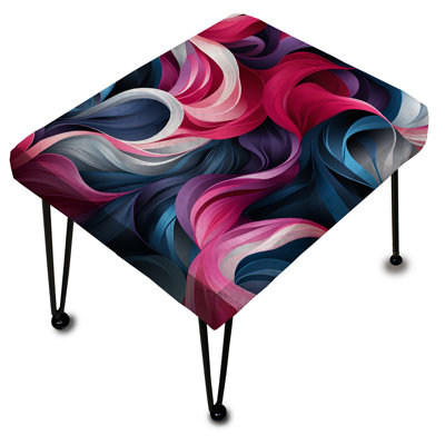 Pink And Blue Abstract Waves Serenity - Abstract Rectangle Ottoman