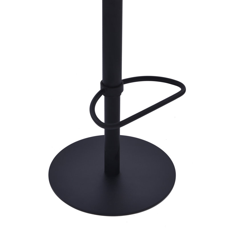 Kadejiah Swivel Adjustable Height Barstool with Footrest in Faux Leather, and Metal, Coffee, Black
