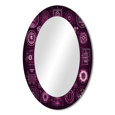 Third Eye Chakra Mystical Circle I - Spiritual Oval Decorative Mirror On Metal