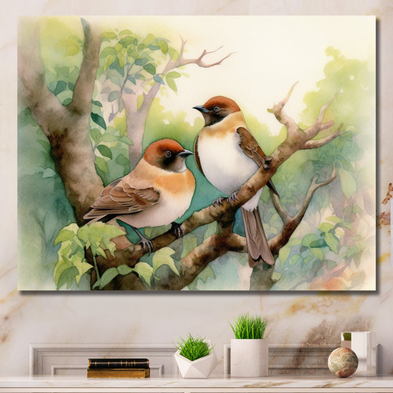 Oiseaux du printemps II, reproduction d'art sur toile, 24" H x 32" W, Toile tendue