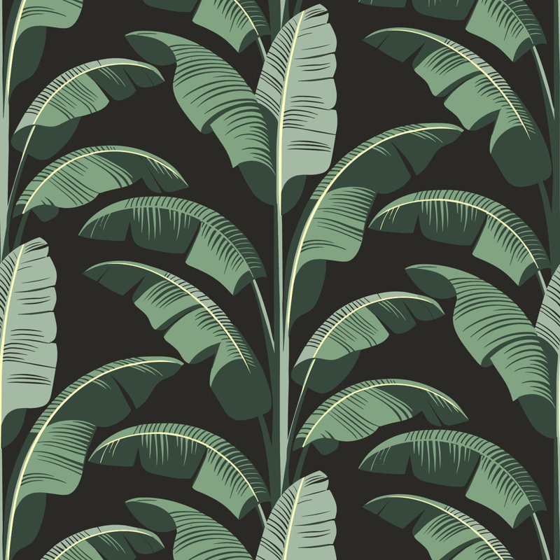 Banana Leaf - Wallpaper, Black, Non-Pasted