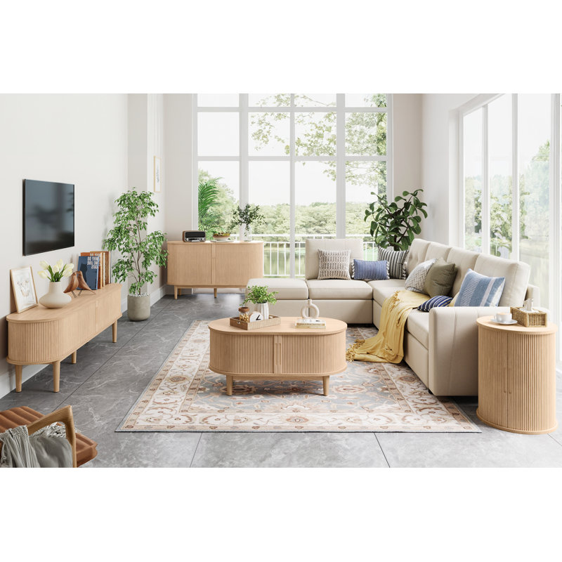 Mosser 4-Piece Living Room Table Set, Oak Wood