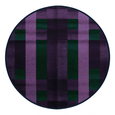 Machine Washable Checkered Purple Area Rug
