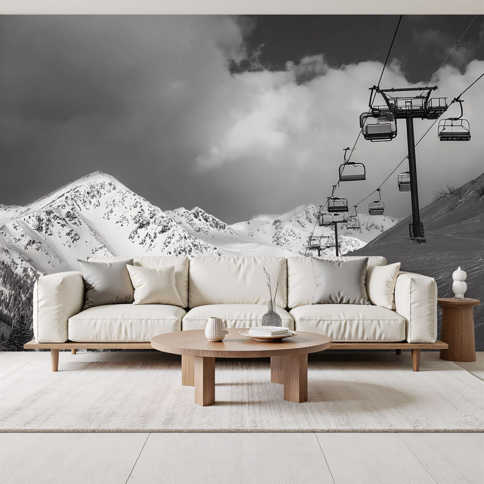 Red Barrel Studio® Peel and Stick Wallpaper Chairlift ski resort snowy ...
