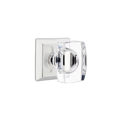 Ensemble de faux boutons Emtek avec rosette Quincy et bouton en verre Windsor