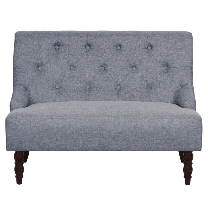 Nixa 43.7" Linen Recessed Arm Loveseat, Light Gray Linen