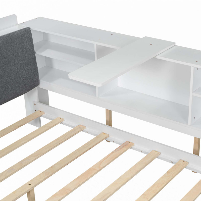Platform Bed With 2 Drawers, White, Full