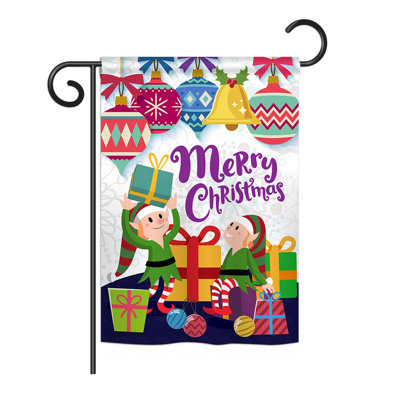 "aide-noël" , impression sur 2 côtés 19 po x 13 po. drapeau de jardin