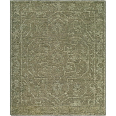Savannah Hand Knotted Wool Area Rug in Green