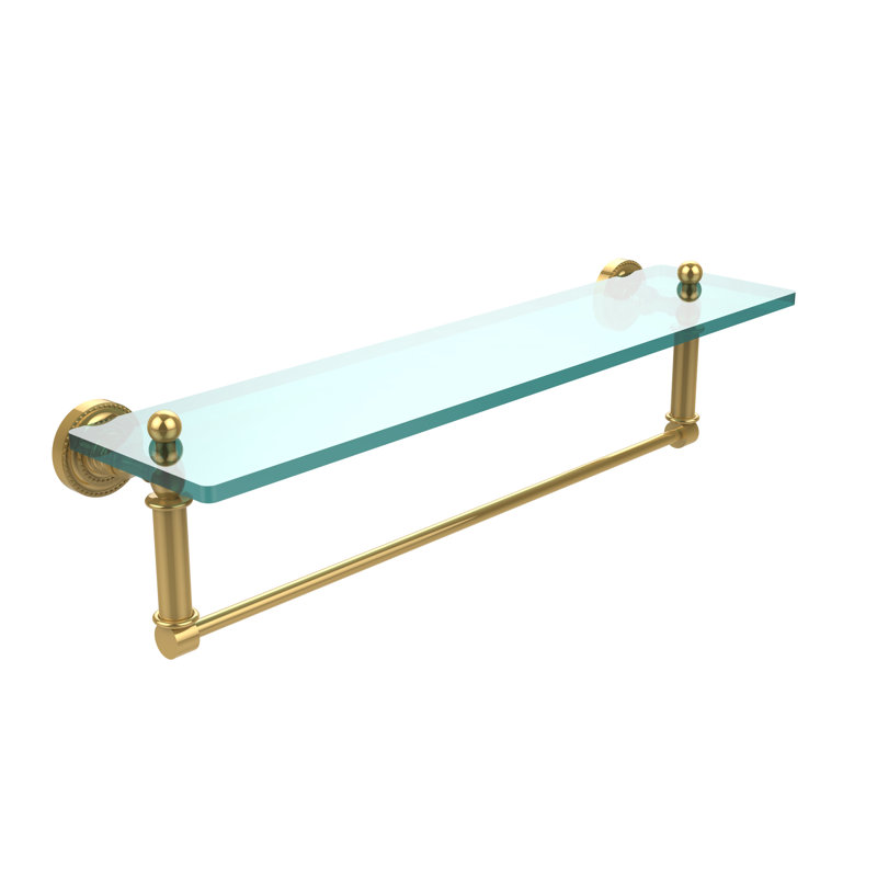 Marchmont Bracket Shelf with Towel Bar, 16", Polished Brass