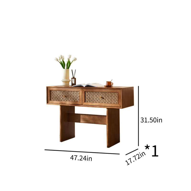 Commode d'appoint en rotin, Noyer