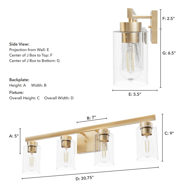 Hartland 4 - Light Dimmable Vanity Light, Alturas Gold