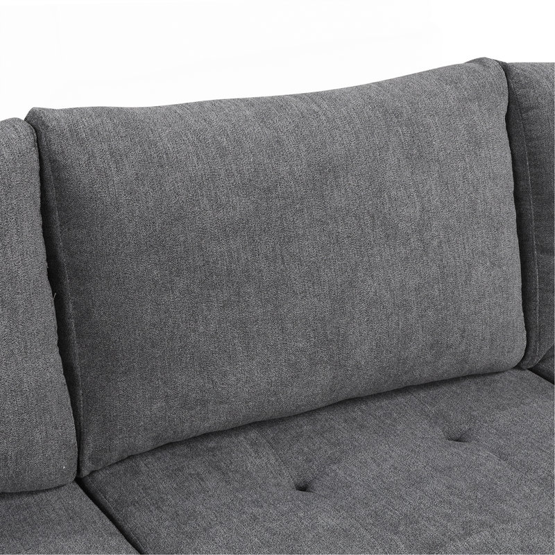 4-Piece U-Shaped Upholstered Sectional, Gray Chenille