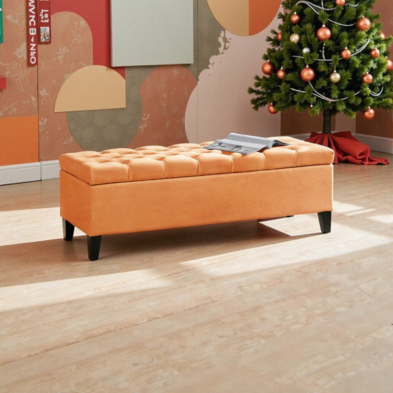 Banc de rangement avec repose-pieds 51 po, Orange