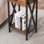 Ensemble de 2 tables de bout étroites avec tiroir et tablette de rangement, tables d'appoint hautes avec structure en métal, tables de canapé en panneau de fibres à densité moyenne pour salon, chambre à coucher, petit espace-131368601