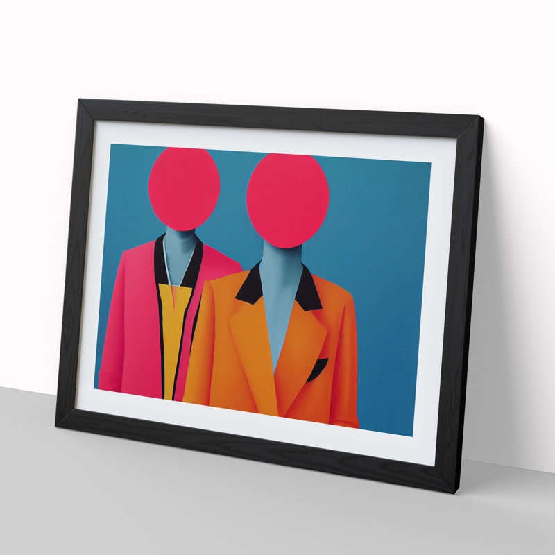 Two Women Abstract Vol.2 - Single Picture Frame Print, 46cm H x 64cm W x 2cm D, Black Framed