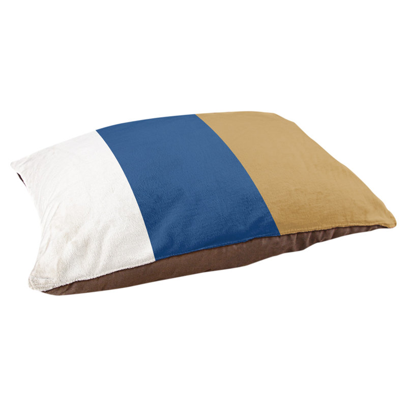 Coussin rectangulaire designer Kansas City, Blanc / bleu royal / doré, Petit (L 18 po x l 28 po)