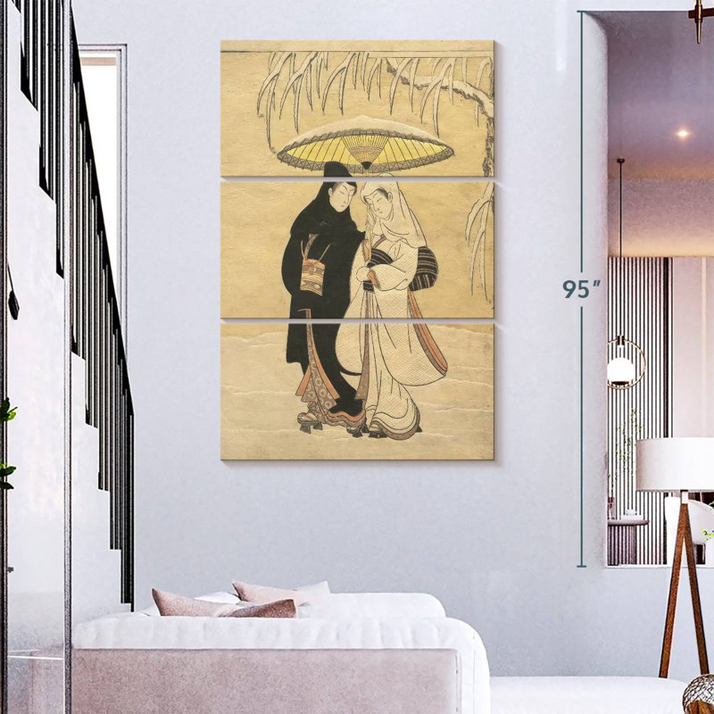 Hardie Lovers marchant dans la neige, H 74 po x l 48 po