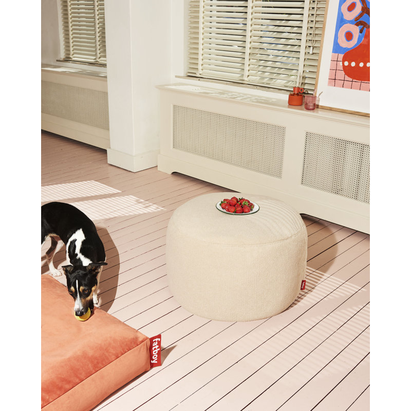 Point Large Sherpa Pouf, Ecru Sherpa