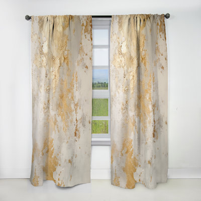 Fizzs Beige And Gold Fantasy - Modern Blackout Abstract Curtain - 1 Panel