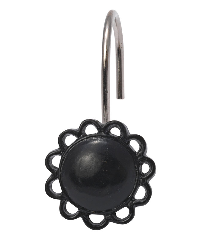 Crochets de rideau de douche en résine Filigree, Noir