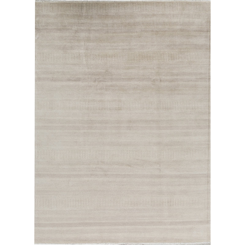 Hand-Knotted High-Quality Cream and Brown Area Rug