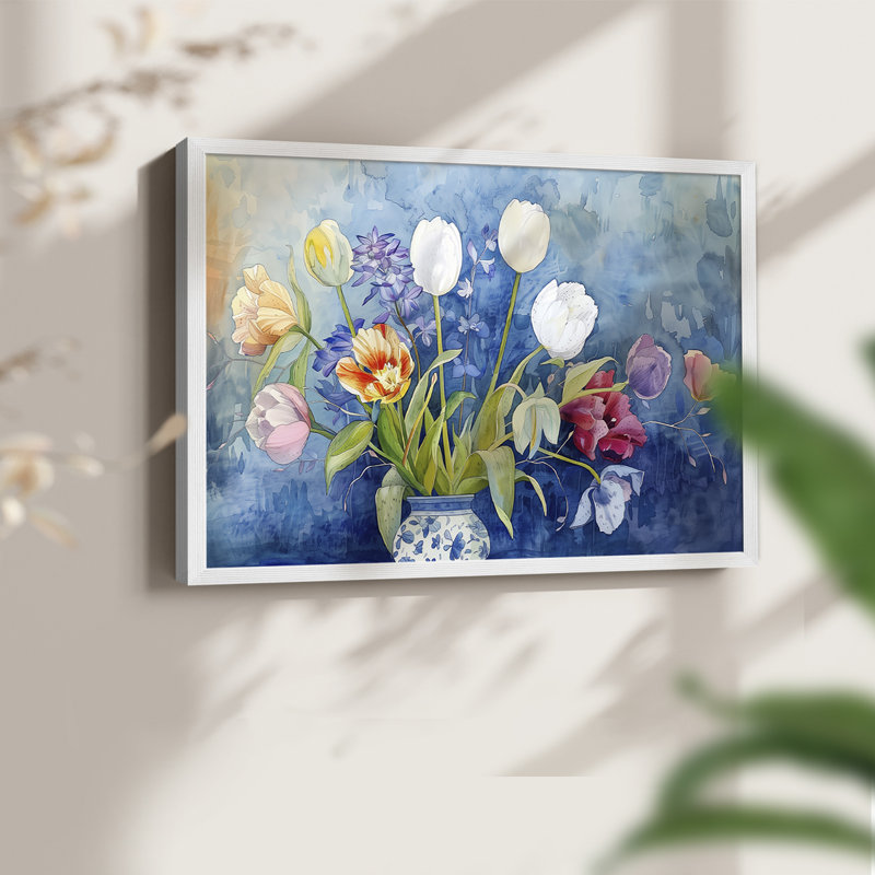 Série florale CV CV, reproduction encadrée, H 16 po x l 20 po, Blanc