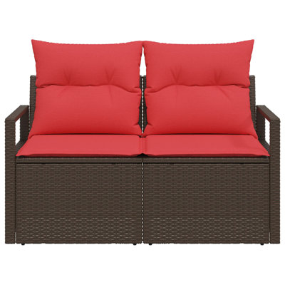 2-Seater Garden Sofa With Cushions Poly Rattan